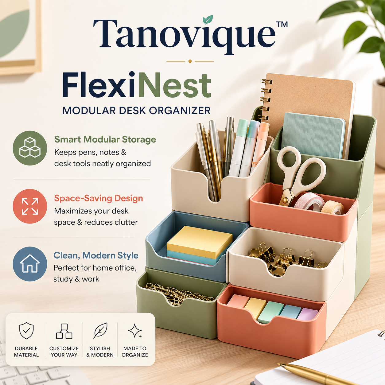 Tanovique™ FlexiNest Modular Desk Organizer