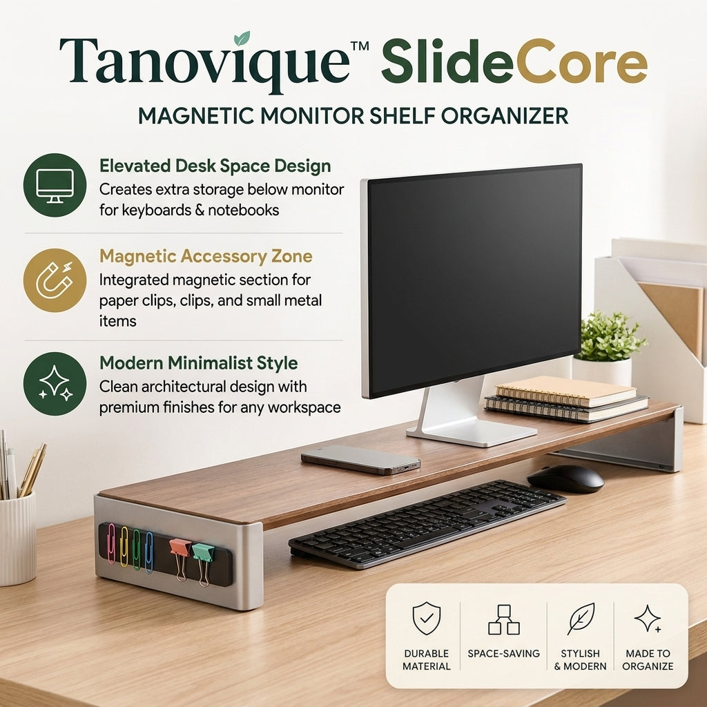 Tanovique™ SlideCore Magnetic Monitor Shelf Organizer